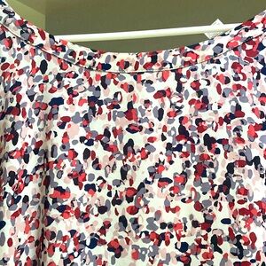 LOFT Watercolor Blouse with Back Tie Detail at Neckline, Sz M